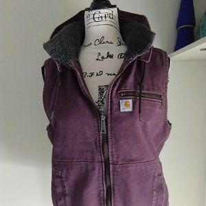 Carhartt Plum Sherpa-Lined Vest with Hood